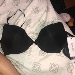 black lace and mesh push up bra